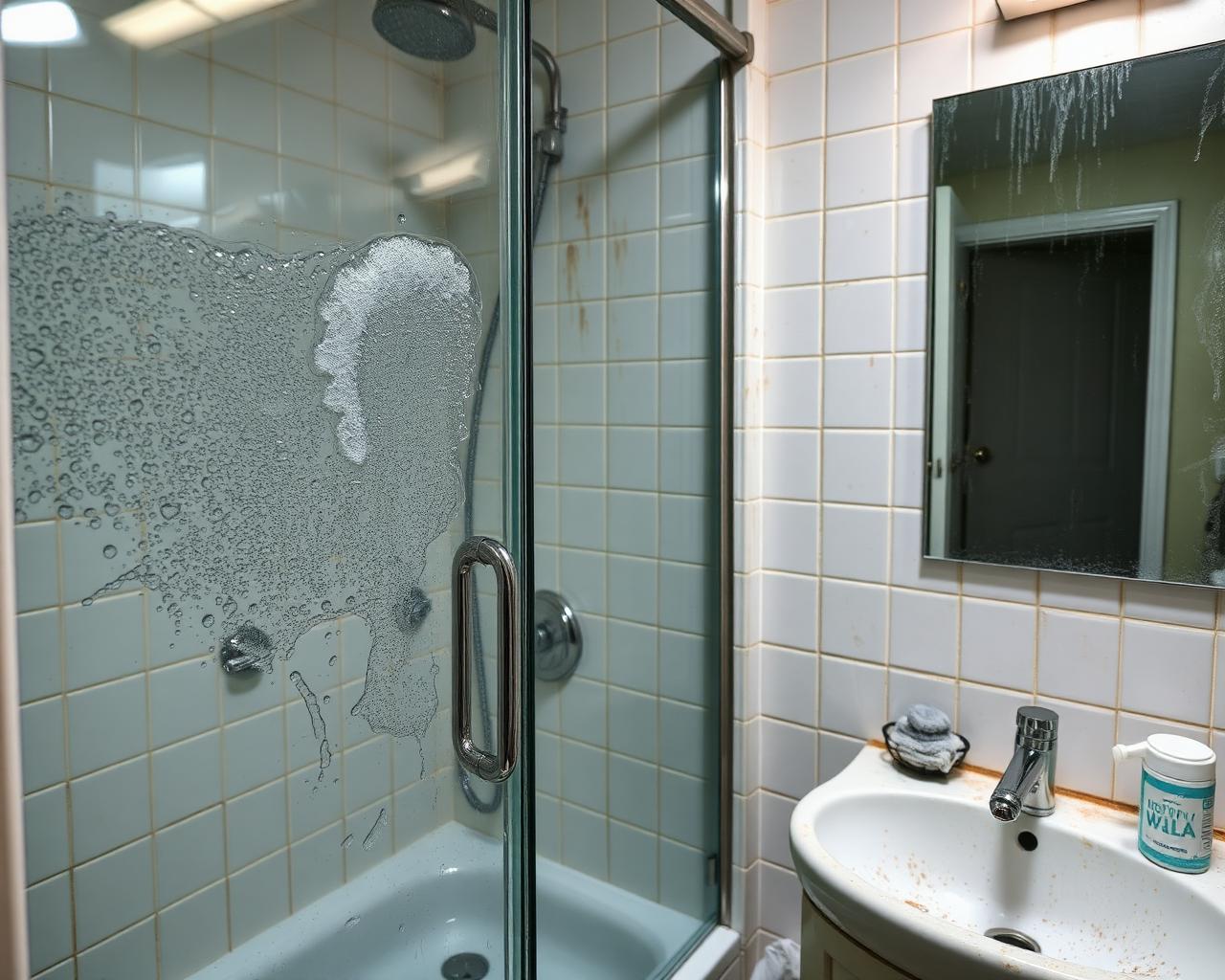 Glass shower revival — before NEOMOLY clean